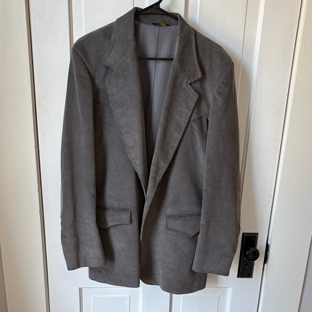 Pioneer Wear Men's Gray Corduroy Blazer with‎ Elbow Patches